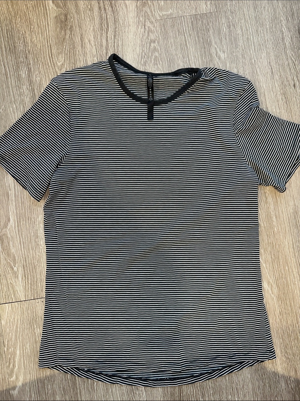 lululemon athletica Black & White Striped Short Sleeve Tee